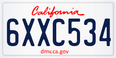 CA license plate 6XXC534
