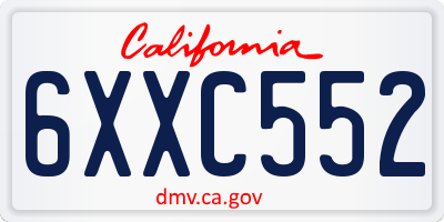 CA license plate 6XXC552