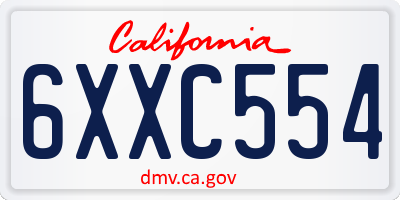 CA license plate 6XXC554