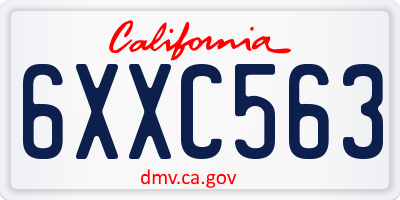 CA license plate 6XXC563