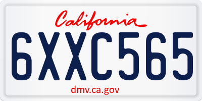 CA license plate 6XXC565