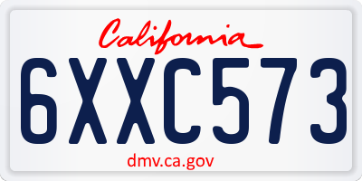 CA license plate 6XXC573