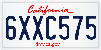 CA license plate 6XXC575