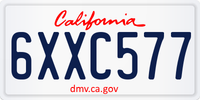 CA license plate 6XXC577
