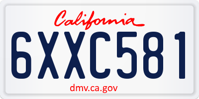CA license plate 6XXC581