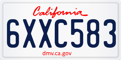 CA license plate 6XXC583