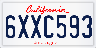 CA license plate 6XXC593