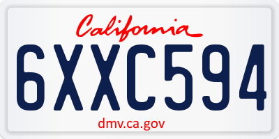 CA license plate 6XXC594