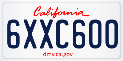 CA license plate 6XXC600
