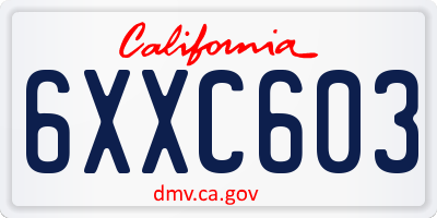 CA license plate 6XXC603
