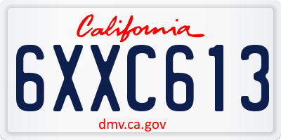CA license plate 6XXC613