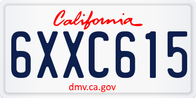 CA license plate 6XXC615