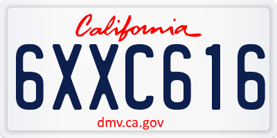 CA license plate 6XXC616