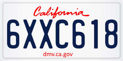 CA license plate 6XXC618