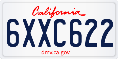 CA license plate 6XXC622