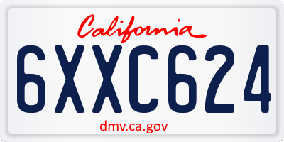CA license plate 6XXC624