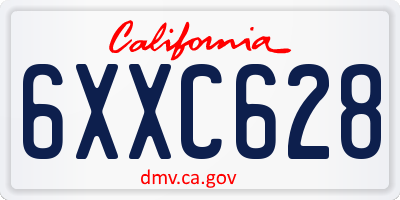 CA license plate 6XXC628