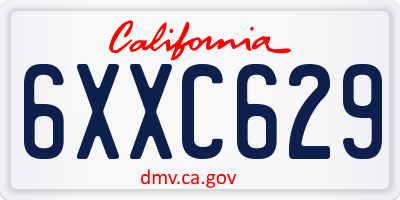 CA license plate 6XXC629