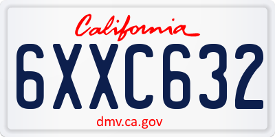 CA license plate 6XXC632