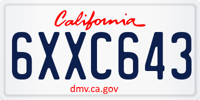 CA license plate 6XXC643