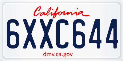 CA license plate 6XXC644