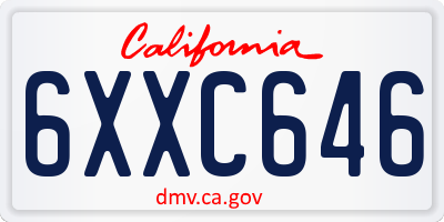 CA license plate 6XXC646