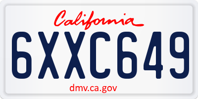 CA license plate 6XXC649