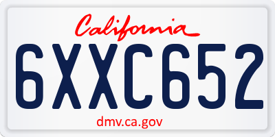 CA license plate 6XXC652