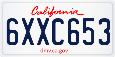 CA license plate 6XXC653