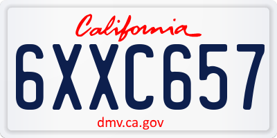 CA license plate 6XXC657