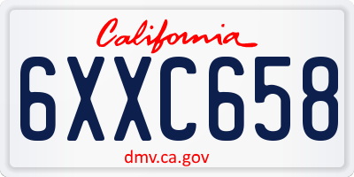 CA license plate 6XXC658