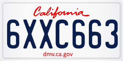 CA license plate 6XXC663