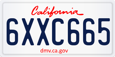 CA license plate 6XXC665