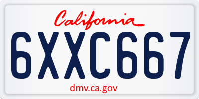 CA license plate 6XXC667