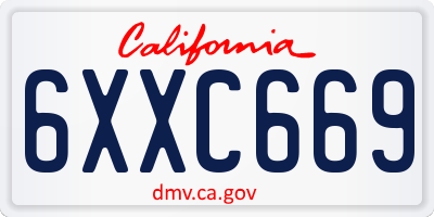 CA license plate 6XXC669