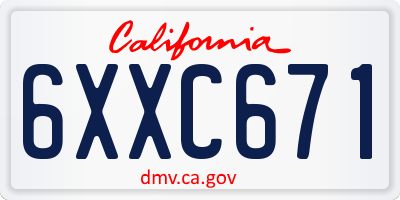 CA license plate 6XXC671