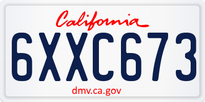 CA license plate 6XXC673