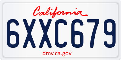 CA license plate 6XXC679