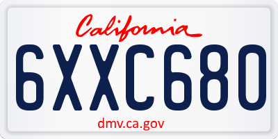 CA license plate 6XXC680