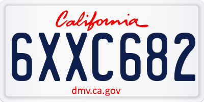 CA license plate 6XXC682