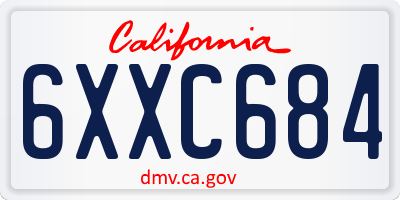 CA license plate 6XXC684
