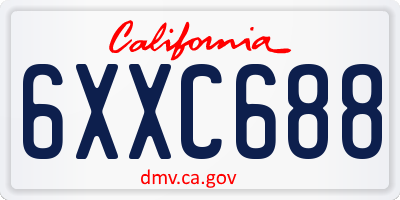 CA license plate 6XXC688