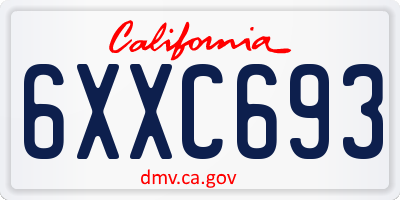CA license plate 6XXC693