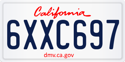 CA license plate 6XXC697