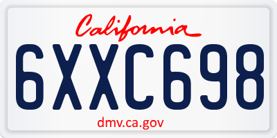 CA license plate 6XXC698