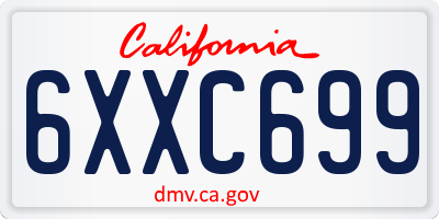 CA license plate 6XXC699