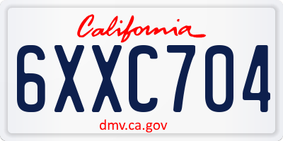 CA license plate 6XXC704