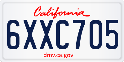 CA license plate 6XXC705