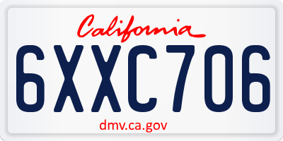CA license plate 6XXC706