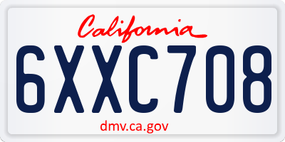 CA license plate 6XXC708